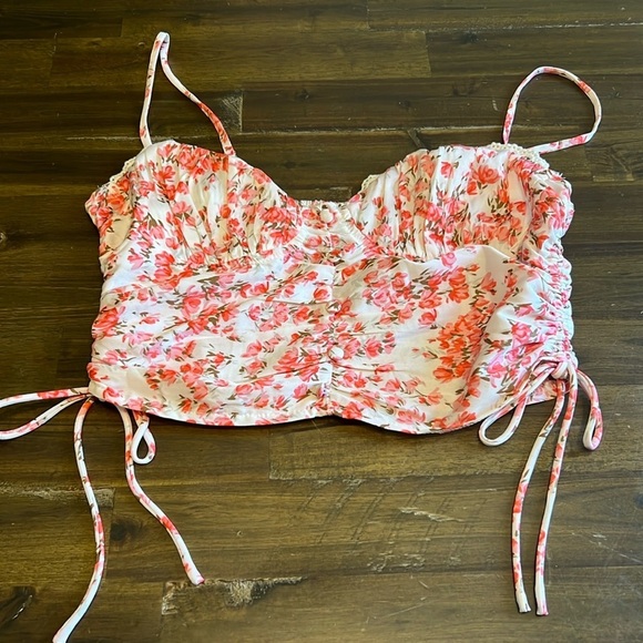 Princess Polly Tops - Princess Polly Floral Crop Top Tank Smocked 8 Demure Flowers